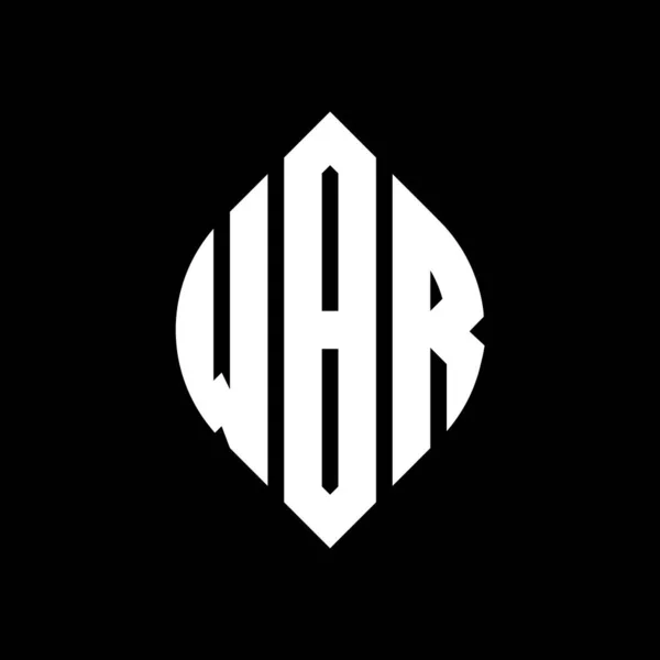 Çember Elips Şekilli Wbr Daire Harf Logosu Tasarımı Tipografik Şekilli — Stok Vektör