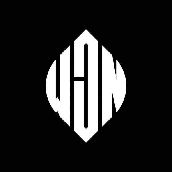 Дизайн Логотипа Круга Wjn Кружками Эллипсами Wjn Эллиптические Буквы Типографским — стоковый вектор