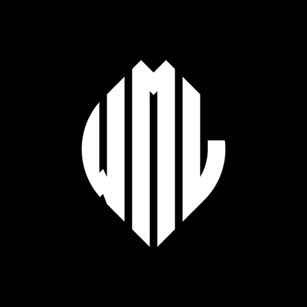 Wml Kruh Písmeno Logo Design Kružnicí Elipsy Tvar Elipsa Wml — Stockový vektor