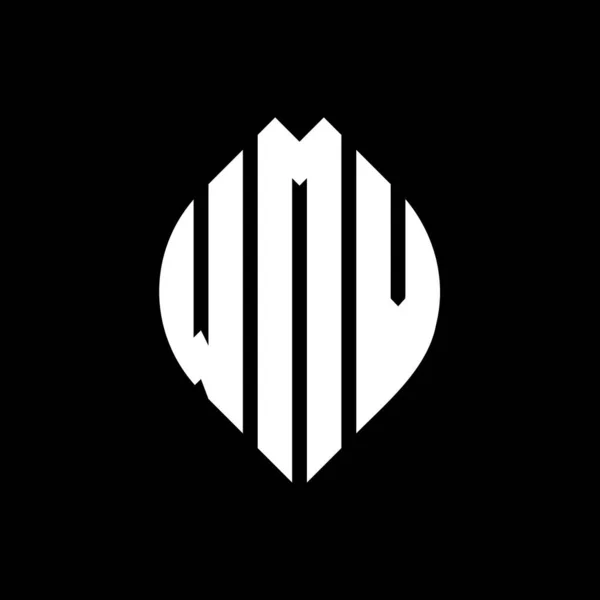 Wmv Cerchio Lettera Logo Design Con Cerchio Forma Ellittica Lettere — Vettoriale Stock