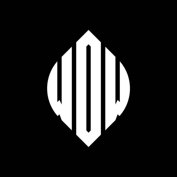 Wow Koło Litera Logo Projekt Okręgu Elipsy Kształt Listy Eliptyczne — Wektor stockowy