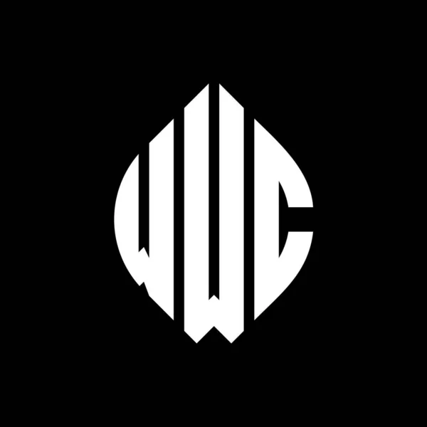 円と楕円形のWwcサークルレターロゴデザイン Wwc楕円文字とタイポグラフィのスタイル 3つのイニシャルはサークルロゴを形成します Wwcサークルエンブレム要約 Monogram Letter Mark Vector — ストックベクタ