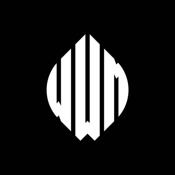 형으로 디자인 Wwm 동그라미 Wwm 타이포그래피 스타일의 이니셜은 로고를 Wwm — 스톡 벡터