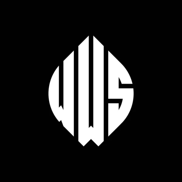 Wws円状 楕円形の文字ロゴデザイン Wws楕円文字をタイポグラフィで表現 3つのイニシャルはサークルロゴを形成します Wws Circle Emblem概要 Monogram Letter Mark — ストックベクタ