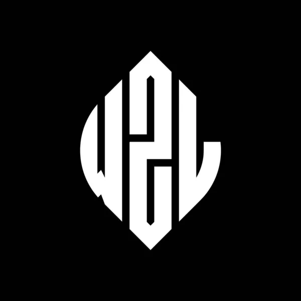 Дизайн Логотипа Круга Wzl Кружками Эллипсами Wzl Эллиптические Буквы Типографским — стоковый вектор