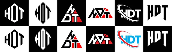 Hdt Bokstäver Logotyp Design Sex Stil Hdt Polygon Cirkel Triangel — Stock vektor