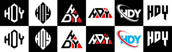 Diseño Del Logotipo Letra Hdy Seis Estilos Polígono Hdy Círculo — Archivo Imágenes Vectoriales