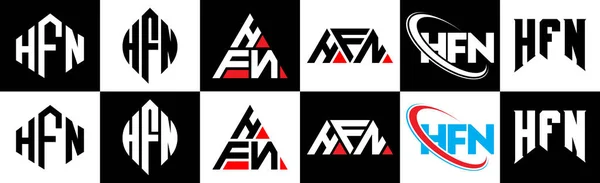 Hfn Lettre Logo Design Dans Six Style Polygone Hfn Cercle — Image vectorielle