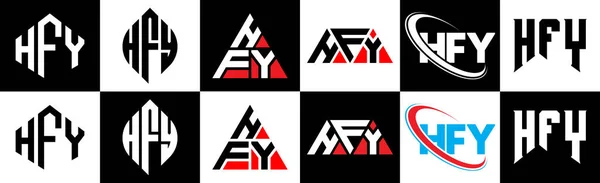 Hfy Bokstav Logotyp Design Sex Stil Hfy Polygon Cirkel Triangel — Stock vektor