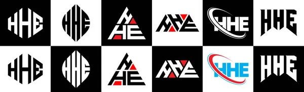 Hhe Brev Logotyp Design Sex Stil Hhe Polygon Cirkel Triangel — Stock vektor
