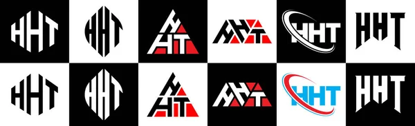 Hht Bokstäver Logotyp Design Sex Stil Hht Polygon Cirkel Triangel — Stock vektor