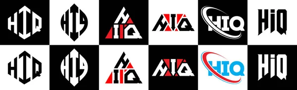 Hiq Buchstaben Logo Design Sechs Stilen Hiq Polygon Kreis Dreieck — Stockvektor