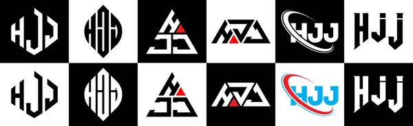 Logo Lettera Hjj Design Sei Stile Poligono Hjj Cerchio Triangolo — Vettoriale Stock