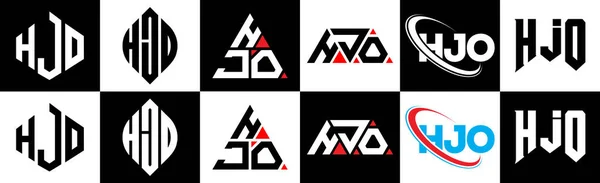 Hjo Lettre Logo Design Dans Six Style Polygone Hjo Cercle — Image vectorielle