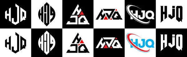 Hjq Buchstabe Logo Design Sechs Stil Hjq Polygon Kreis Dreieck — Stockvektor