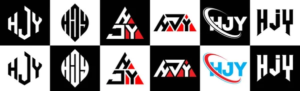 Projekt Logo Litery Hjy Sześciu Stylach Hjy Polygon Okrąg Trójkąt — Wektor stockowy