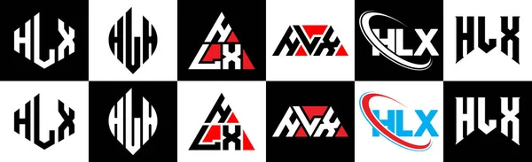 Logo Liter Hlx Sześciu Stylach Hlx Polygon Okrąg Trójkąt Sześciokąt — Wektor stockowy