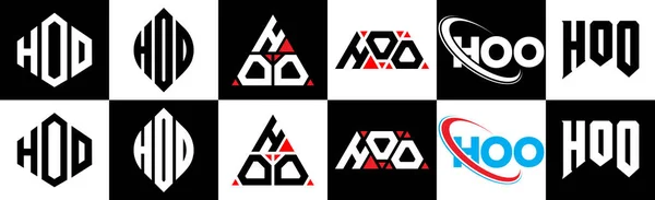 Hoo Diseño Del Logotipo Letra Seis Estilos Hoo Polígono Círculo — Archivo Imágenes Vectoriales
