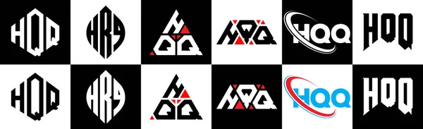 Diseño Del Logotipo Letra Hqq Seis Estilos Hqq Polígono Círculo — Archivo Imágenes Vectoriales