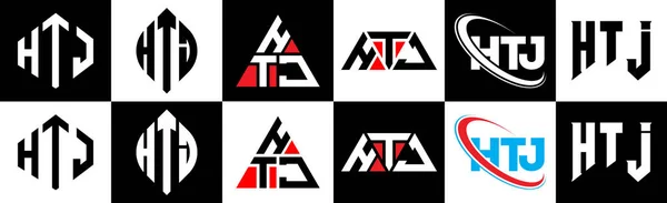Htj Lettera Logo Design Sei Stile Poligono Htj Cerchio Triangolo — Vettoriale Stock