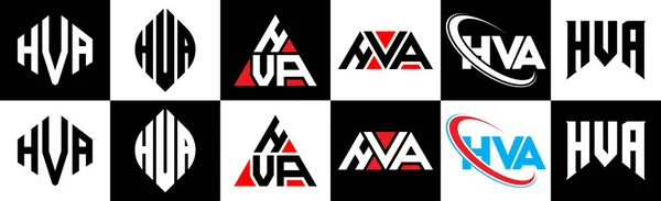 Diseño Del Logotipo Carta Hva Seis Estilos Hva Polígono Círculo — Archivo Imágenes Vectoriales