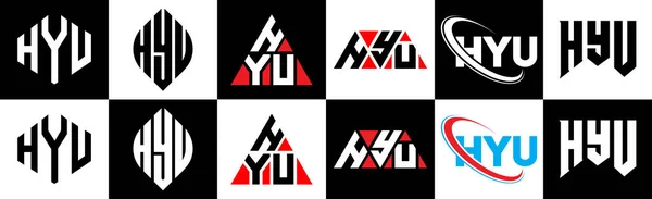 Projekt Logo Litery Hyu Sześciu Stylu Wielokąt Hyu Okrąg Trójkąt — Wektor stockowy