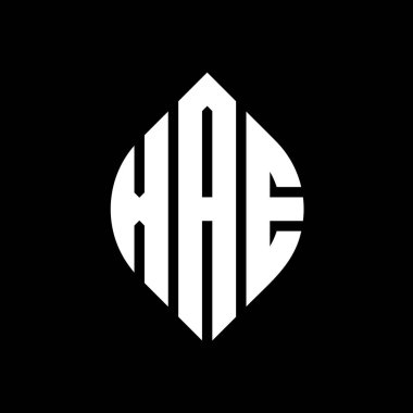 Çember ve elips şekilli XAE daire harf logosu tasarımı. Tipografik biçimli XAE elips harfleri. Üç baş harf daire şeklinde bir logo oluşturuyor. XAE Çember Amblemi Soyut Monogram Harf İşaretleyici Vektörü.