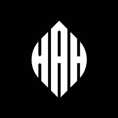Çember ve elips şekilli XAH daire harf logosu tasarımı. Tipografik tarzda XAH elips harfleri. Üç baş harf daire şeklinde bir logo oluşturuyor. XAH Çember Amblemi Soyut Monogram Harf İşaretleme Vektörü.