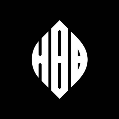 Çember ve elips şekilli XBB daire harf logosu tasarımı. Tipografik biçimli XBB elips harfleri. Üç baş harf daire şeklinde bir logo oluşturuyor. XBB Çember Amblemi Soyut Monogram Harf İşaretleyici Vektörü.
