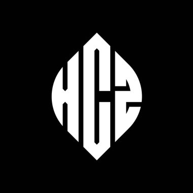 Çember ve elips şekilli XCZ daire harf logosu tasarımı. Tipografik biçimli XCZ elips harfleri. Üç baş harf daire şeklinde bir logo oluşturuyor. XCZ Çember Amblemi Soyut Monogram Harf İşaretleyici Vektörü.