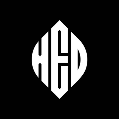Çember ve elips şekilli XED daire harf logosu tasarımı. Tipografik biçimli XED elips harfleri. Üç baş harf daire şeklinde bir logo oluşturuyor. XED Çember Amblemi Soyut Monogram Harf İşaretleme Vektörü.