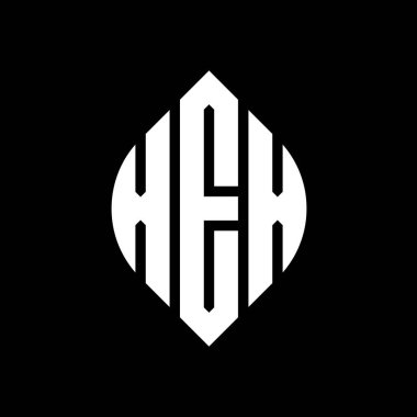 Çember ve elips şekilli XEX daire harf logosu tasarımı. Tipografik biçimli XEX elips harfleri. Üç baş harf daire şeklinde bir logo oluşturuyor. XEX Çember Amblemi Soyut Monogram Harf İşaretleyici Vektörü.