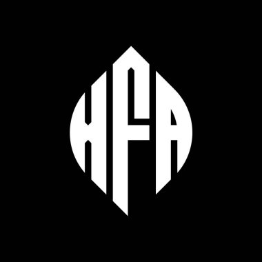 Çember ve elips şekilli XFA daire harf logosu tasarımı. Tipografik tarzda XFA elips harfleri. Üç baş harf daire şeklinde bir logo oluşturuyor. XFA Çember Amblemi Soyut Monogram Harf İşaretleme Vektörü.