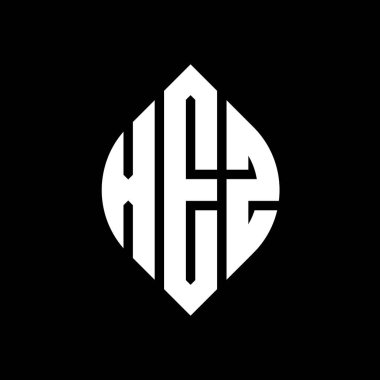 Çember ve elips şekilli XEZ daire harf logosu tasarımı. Tipografik biçimli XEZ elips harfleri. Üç baş harf daire şeklinde bir logo oluşturuyor. XEZ Çember Amblemi Soyut Monogram Harf İşaretleyici Vektörü.