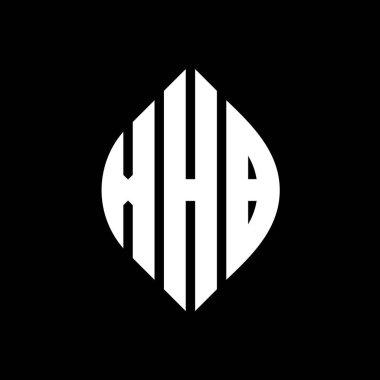 Çember ve elips şekilli XHB daire harf logosu tasarımı. Tipografik biçimli XHB elips harfleri. Üç baş harf daire şeklinde bir logo oluşturuyor. XHB Çember Amblemi Soyut Monogram Harf İşaretleyici Vektörü.