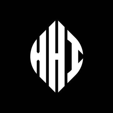 Çember ve elips şekilli XHI daire harf logosu tasarımı. Tipografik tarzda XHI elips harfleri. Üç baş harf daire şeklinde bir logo oluşturuyor. XHI Çember Amblemi Soyut Monogram Harf İşaretleyici Vektörü.