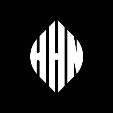 Çember ve elips şekilli XHN daire harf logosu tasarımı. Tipografik biçimli XHN elips harfleri. Üç baş harf daire şeklinde bir logo oluşturuyor. XHN Çember Amblemi Soyut Monogram Harf İşaretleyici Vektörü.