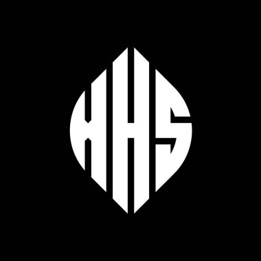 Çember ve elips şekilli XHS daire harf logosu tasarımı. Tipografik biçimli XHS elips harfleri. Üç baş harf daire şeklinde bir logo oluşturuyor. XHS Çember Amblemi Soyut Monogram Harf İşaretleyici Vektörü.