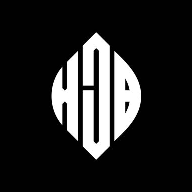 Çember ve elips şekilli XJB daire harf logosu tasarımı. Tipografik biçimli XJB elips harfleri. Üç baş harf daire şeklinde bir logo oluşturuyor. XJB Çember Amblemi Soyut Monogram Harf İşaretleyici Vektörü.