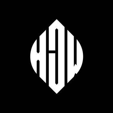 Çember ve elips şekilli XJW daire harf logosu tasarımı. Tipografik biçimli XJW elips harfleri. Üç baş harf daire şeklinde bir logo oluşturuyor. XJW Çember Amblemi Soyut Monogram Harf İşaretleyici Vektörü.