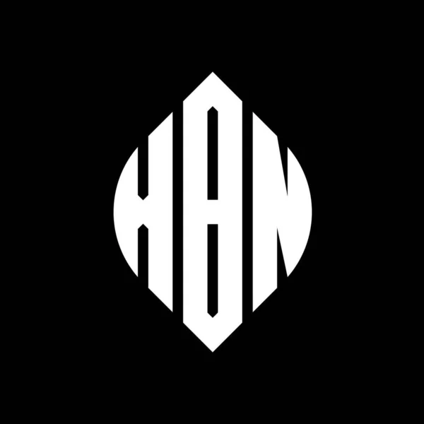 Çember Elips Şekilli Xbn Daire Harf Logosu Tasarımı Tipografik Biçimli — Stok Vektör