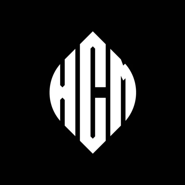 Дизайн Логотипа Круга Xcm Кругом Эллипсом Xcm Эллиптические Буквы Типографским — стоковый вектор