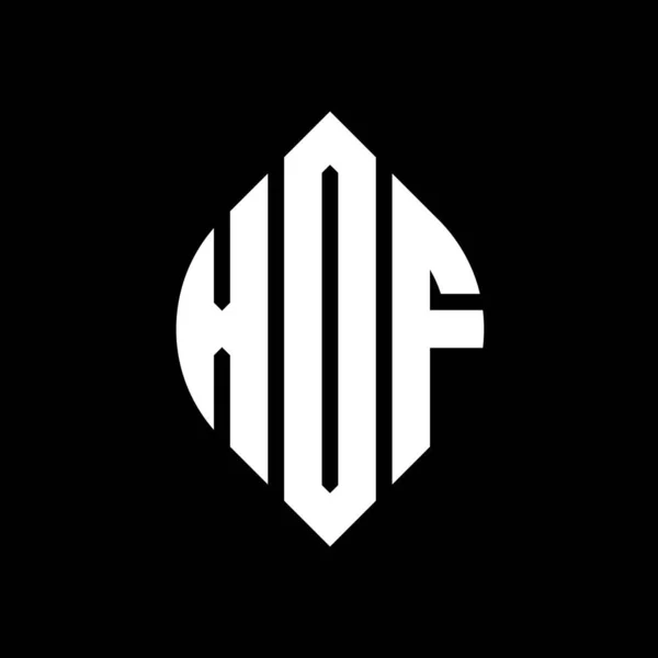 Дизайн Логотипу Літери Xdf Колом Формою Еліпса Xdf Еліпс Літери — стоковий вектор