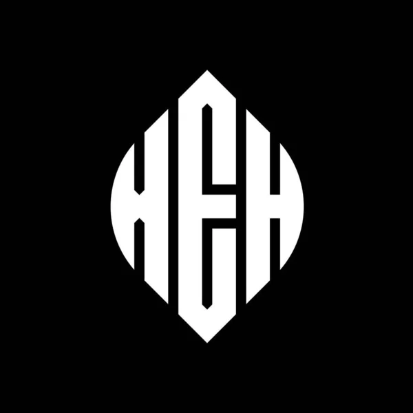 Çember Elips Şekilli Xeh Daire Harf Logosu Tasarımı Tipografik Tarzda — Stok Vektör