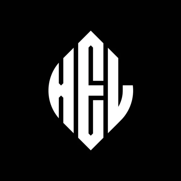Çember Elips Şekilli Xel Daire Harf Logosu Tasarımı Tipografik Tarzda — Stok Vektör