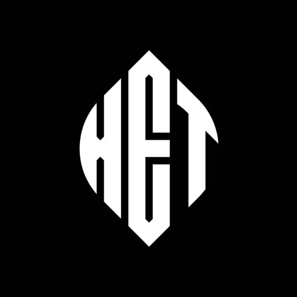 Çember Elips Şekilli Xet Daire Harf Logosu Tasarımı Tipografik Tarzda — Stok Vektör