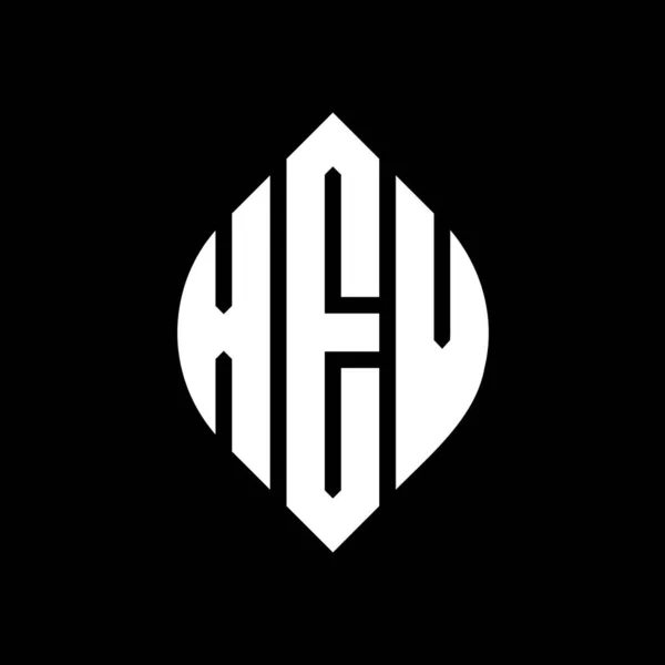 Xev Дизайн Буквы Круга Логотипа Кругом Эллипсом Формы Xev Эллиптические — стоковый вектор