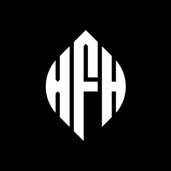 Çember Elips Şekilli Xfh Daire Harf Logosu Tasarımı Tipografik Biçimli — Stok Vektör