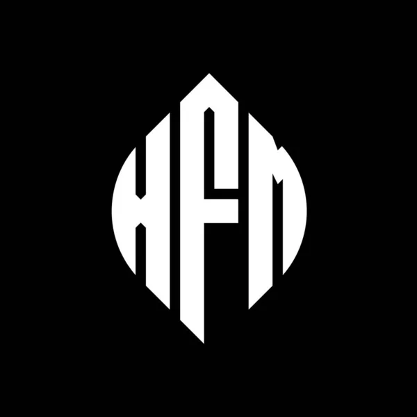 Xfm Дизайн Буквы Круга Логотипа Кругом Эллипсом Формы Xfm Эллиптические — стоковый вектор