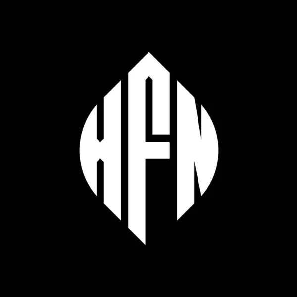 Çember Elips Şekilli Xfn Daire Harf Logosu Tasarımı Tipografik Biçimli — Stok Vektör